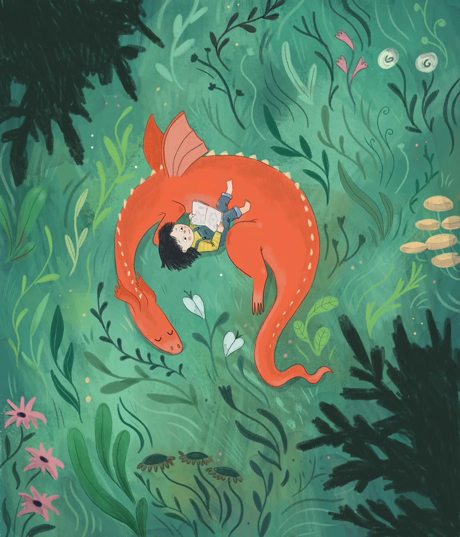 Baby dragon and a girl by Iva Dukić